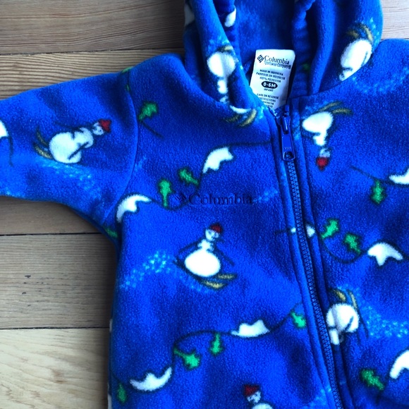 Columbia infant 0-6M winter snow one piece skiing snowman blue romper snow suit - Picture 2 of 8